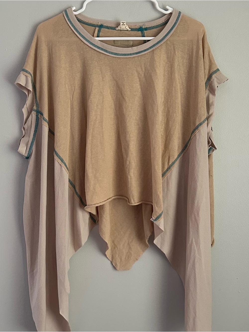 Women's POL oversized L Beige Asymmetrical Top large cropped XL 1X 2X 3X
